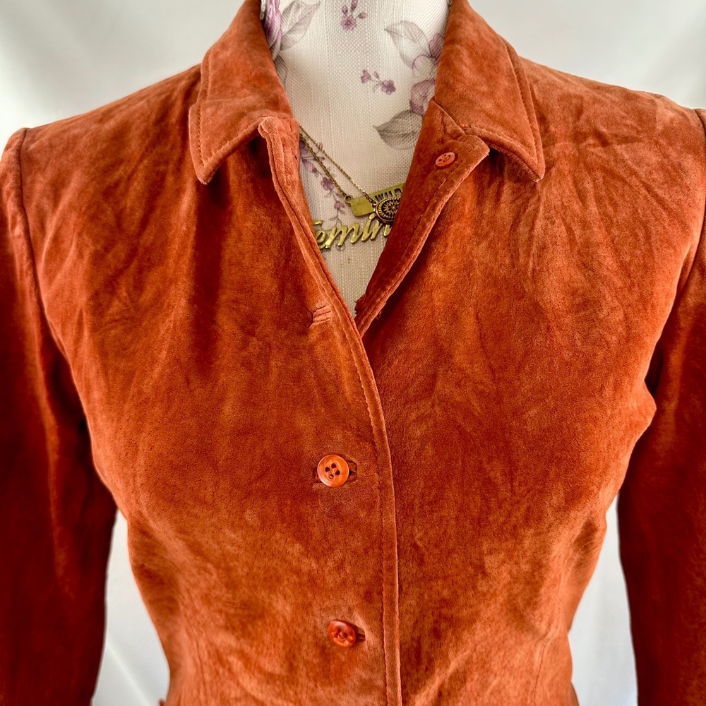 Rust Suede‎ Leather Shirt Jacket Small Medium Western Boho Cropped Blazer Fall